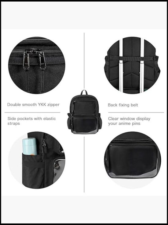 Ita Bag Backpack with Pin Display Window Insert for School Anime Expo Cosplay